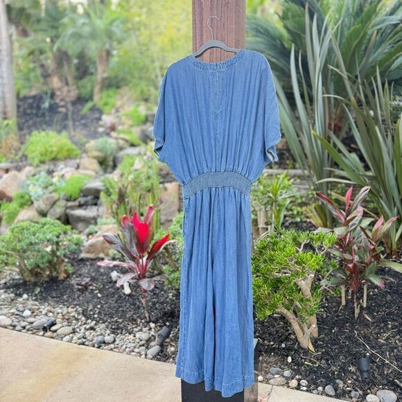 SPLENDID women’s chambray tie jumpsuit neck, tie waist pocket size x-large - Picture 7 of 13